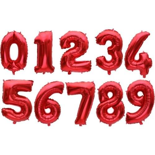 1 Pc/Lot 32 inch Red Digit Foil Number Balloons Helium Balloon Iinflatable Birthday Foil Balloon For Event Party Supplies