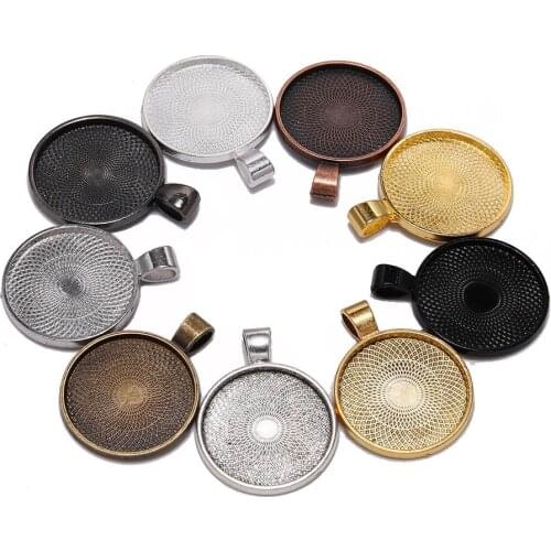 10Pcs 25mm Pendant Cabochon Base Setting Trays Glass Bezel Cabochons Base Tray Fit DIY Jewelry Making Findings Accessories