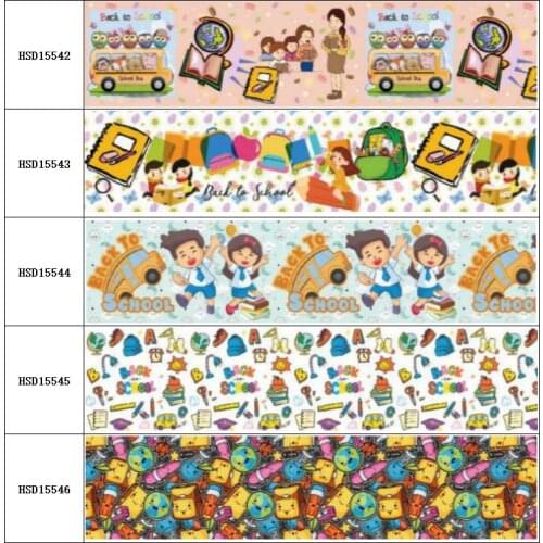 10yard New Back to School Pencil Cartoon Grosgrain Ribbon Accessory Hairbow Headwear Decoration DIY Wholesale OEM 38MM 75MM