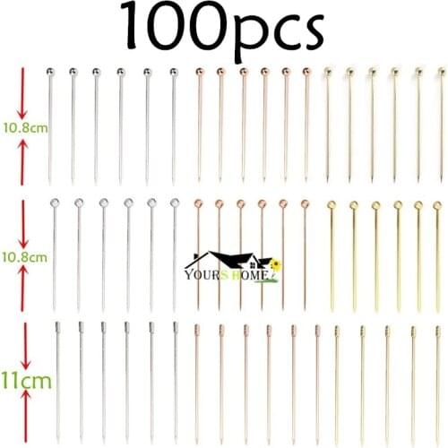 100pcs 10.7cm-11cm Fruit Cocktail Pick Stick Stainless Steel Bar Tools Drink Stirring Sticks Martini Picks Party 3 color Barware