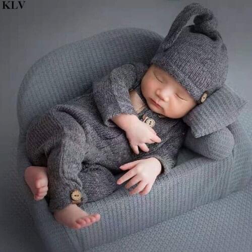 3 Pcs/set New Newborn Photography Props Suit Baby Boys Girls Clothes Hat Jumpsuits Long Sleeve Bodysuit Rompers Accessories