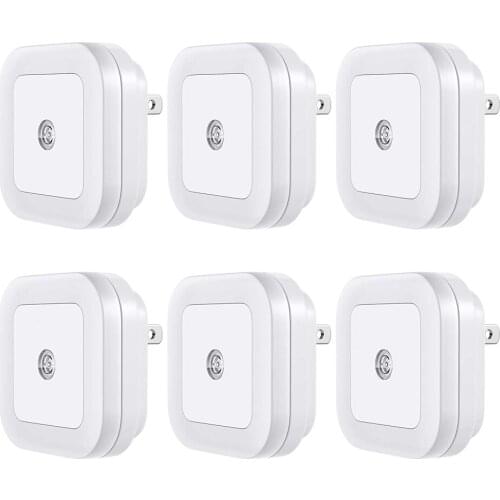 6Pcs LED Night Light Square Light Sensor Control Nightlights Lamp For Children Kids Living Room Bedroom Lighting EU US Plug