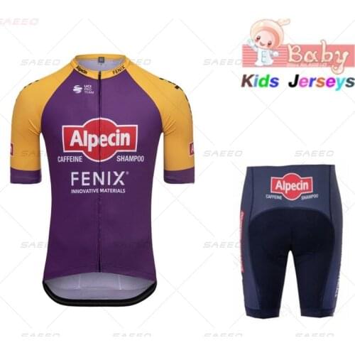 ALPECIN FENIX 2021 Boys Girls Summer Bicycle Cycling Jersey Set Shorts Children Baby Breathable Kids Bike Clothing Bicycle Wear