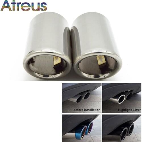 Atreus 2pcs Car Exhaust Tip Muffler Pipe Cover For Audi A4 B8 A3 A1 Q5 Auto Accessories For VW Tiguan Volkswagen Passat B7 CC