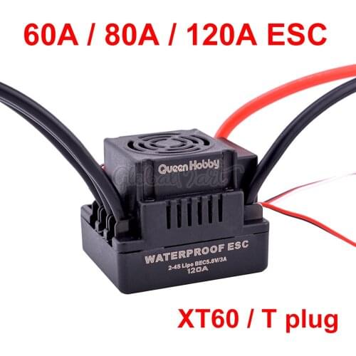 Upgrade Sensorless 60A 80A 120A S-80A S-120A Brushless ESC Electric Speed Controller with 5.5V / 3A BEC for 1/8 1/10 1:10 RC Car
