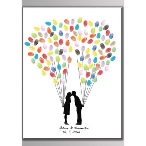 Free custom Name Date Wedding Car Wedding Gift DIY Fingerprint Signature Guest Book For Engagement Party Wedding Anniversary