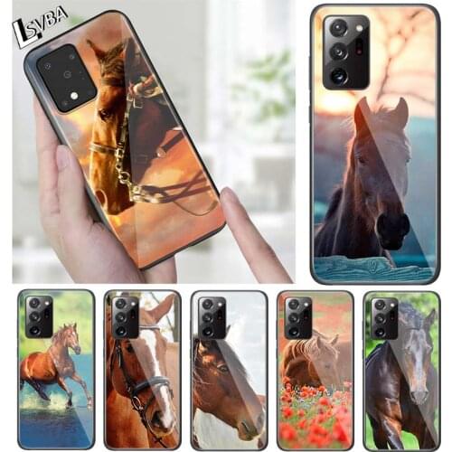 Running Horse Animal for Samsung Note 20 S20 Ultra Plus A91 A71 A51 A41 A31 A21 A21S A11 A01 Bright Black Phone Case