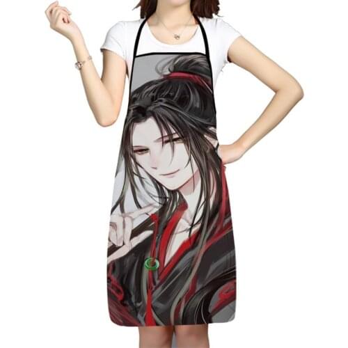Mo Dao Zu Shi Cartoon Pattern Oxford Fabric Apron For Men Women Bibs Home Cooking Baking Cleaning Aprons Kitchen Accessory