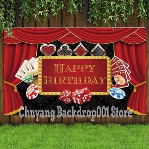 Casino Party Photography Backdrop Poker Las Vegas Happy Birthday Party Photo Background Photo Studio Props Decor Banner