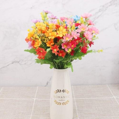Artificial Daisy Flowers Summer Silk Small Sunflower Bouquet DIY Home Decoration Cheap Fake Flower Hotel Store Table Arrangement