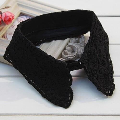 Elegant delicate water-soluble lace double-layer retro crochet lace thin belt buckle collar apricot square collar sweater