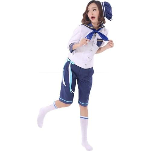 Ensemble Stars Navy Uniform Mashiro Tomoya Nito Mazuna Tenma Mitsuru Shino Hajime Cosplay Costume with hat and socks 11