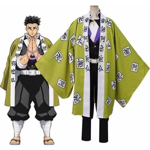 Demon Slayer Kimetsu no Yaiba Himejima Kyoumei Cosplay Costume Full Set Kimono Cloak Uniforms Men Women Halloween Costume Wig
