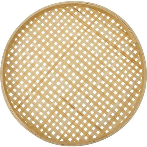 Handmade Round Bamboo Weaving Sieve Fruit Bread Tea Leaf Basket Picnic Sundry Container Kitchen Storage Organizer