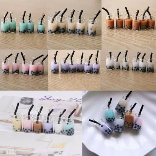 Pendant Jewelry Pearl Milk Tea Bottle Resin Charms 10Pcs 18x10mm DIY Earrings