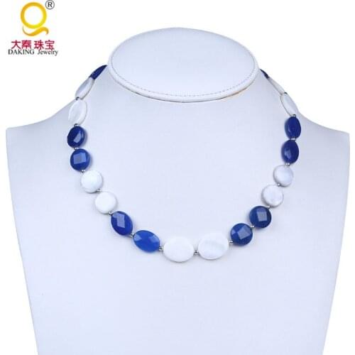 Fashion ocean beach necklace disc fit coin and oval shape bead jewelry shell bead stone bead necklace