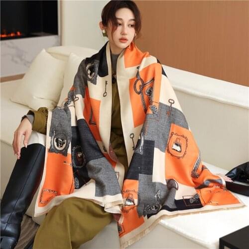 2021 New Cashmere Pashmina Winter Shawl Women Scarf Print Thick Warm Plaid Blanket Travel Decorate Hijab Wraps Foulard Echarpe