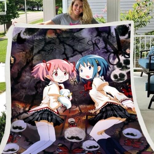 Anime Girl Character Blanket 3D Cartoon Print Sherpa Blanket Kids On Bed Home Textiles Anime lovers Adults Dreamlike Style