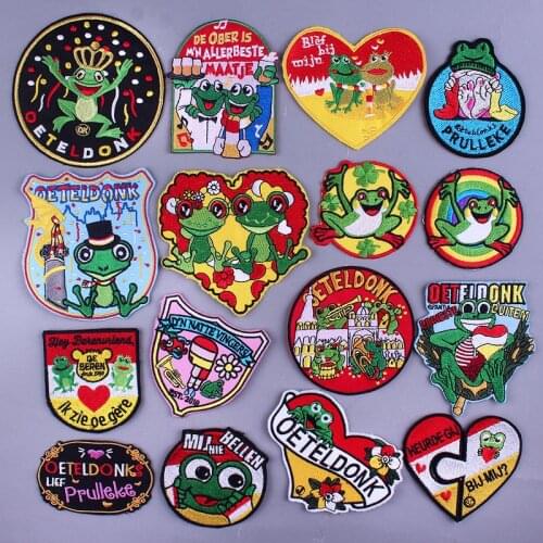 Oeteldonk Emblem Patch Frog Carnival for Netherland Patches For Clothing nederland Patch Cartoon Frog Ironing Applications