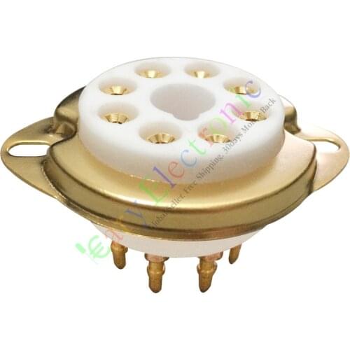 Wholesale and retail 1pc 8pin Gold Ceramic vacuum tube sockets octal valve For KT88 EL34B 6550 radio free shipping