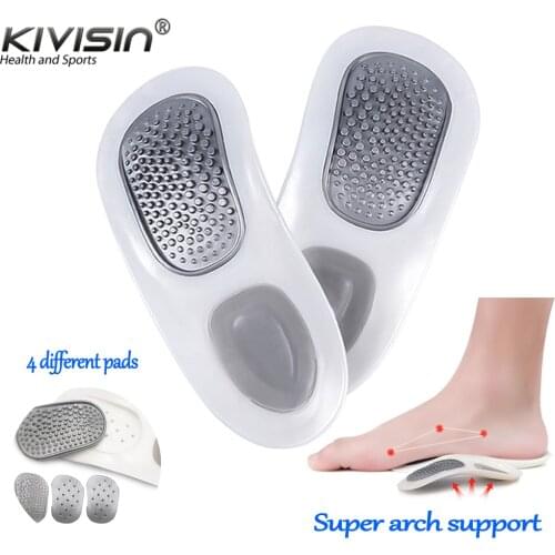 Flat Foot Orthopedic Insoles 4 Replaceable Insoles 3-Point Arch Support Insoles Shock-Absorbing Foot Massager Relieve Foot Pain