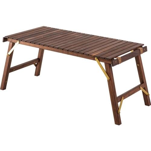 Outdoor Folding egg-roll table Solid wood Camping Family BBQ Picnic Desk Garden Party Table Travel Nature Hike Furniture