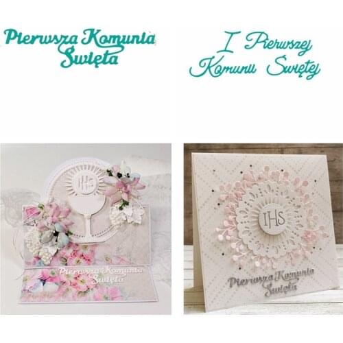 Polish First Holy Communion Metal Cutting Dies Stencils Phrase For DIY Scrapbooking Decorative Embossing Card Craft Die Cuts