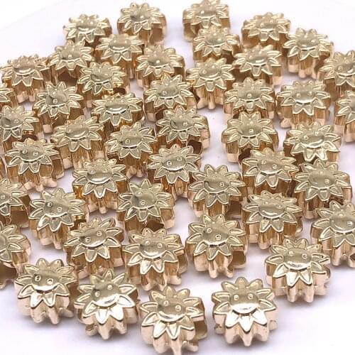 12*8mm 50/100pcs Big Hole Needlework Bead for Jewelry Findings Flower CCB Beads Spacer sun Smile face European Bead (not Metal)