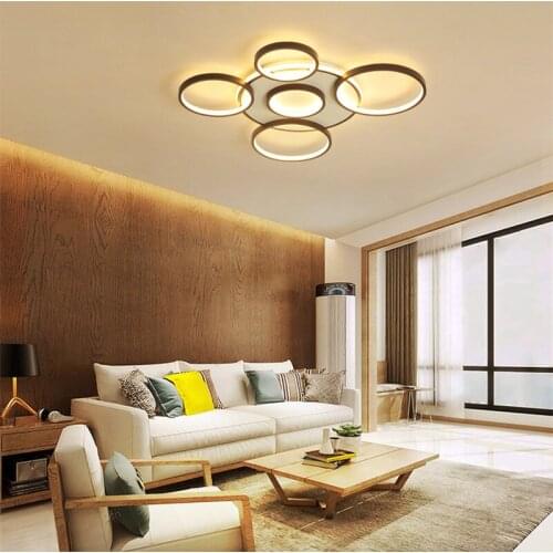 Led ceiling lamp round geometric ceiling lamp Creative coffee bedroom living room Indoor Lighting RC Dimmable Pendant light