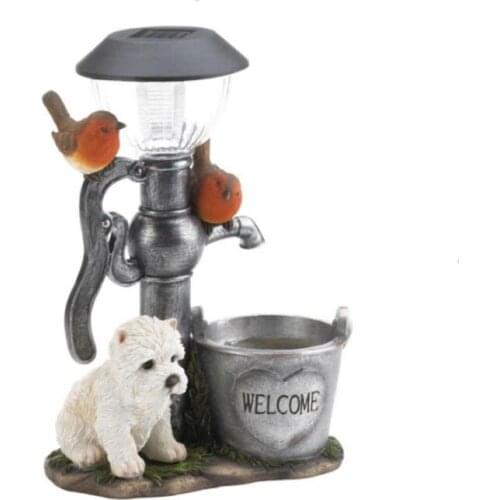 Resin Crafts LED Solar Light Statue Animal Dog Cat Rabbit Figurines Waterproof Lawn Lamp Garden Pathway Yard Home Decoration