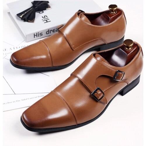 Fashion Business Leather Shoes Mens Square Head Formal Shoes Casual Wedding Dress Shoes Mens Oxford Shoes Zapatos De Hombre
