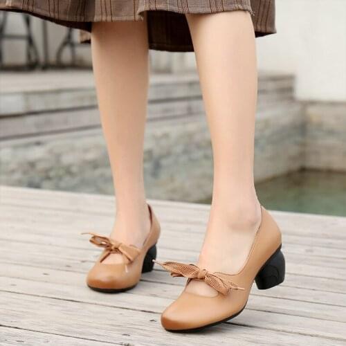 YourSeason Ladies 2021 Vintage Shoes Genuine Leather Spring Autumn Handmade Concise Women Mary Janes Pumps Round Toe