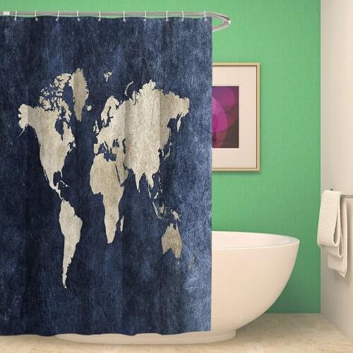 3D Digital Printing Waterproof World Map Shower Curtain for Bathroom Bath Curtains Extra Long Blackout Shower Curtain 12pc Hooks
