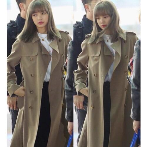 Brand famous New 2021 double breasted Long Trench overcoats Plus size Women thicken outerwear FS140