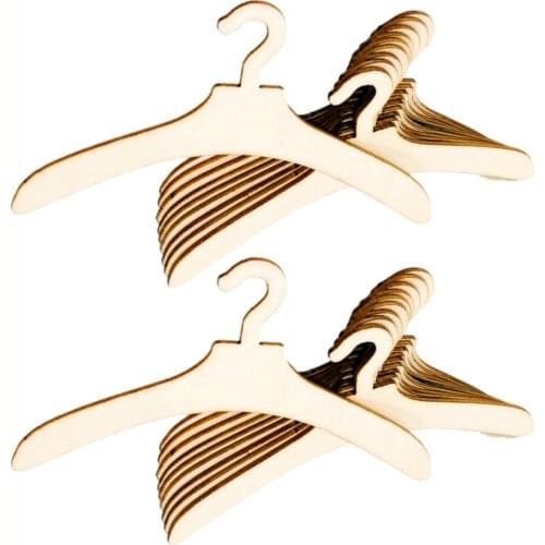 Handmade 20 Pieces Mini Wooden Hangers Coat Organizer Rack for 18inch Baby Doll Hangers DIY Craft Clothing Storage Accessories