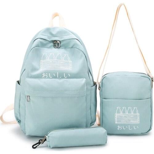 3pcs Women Backpack Set Kawaii School Bags Pink Bookbag Korean Student Girls Solid Travel Bagpack Fashion Shoulder Bags Rucksack