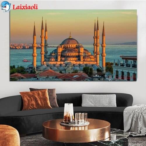 Full diamond embroidery Islamic Architecture Landscape Building Castle diamond Painting Wall Pictures For Living Room Home Decor