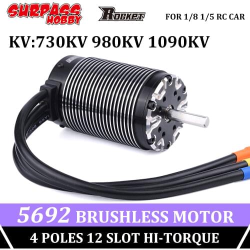 SURPASS HOBBY Rocket 5692 Sensorless Brushless Motor Hi-torque Waterproof Motor 8mm 4Poles 730KV 980KV 1090KV for 1/5 1/8 RC Car
