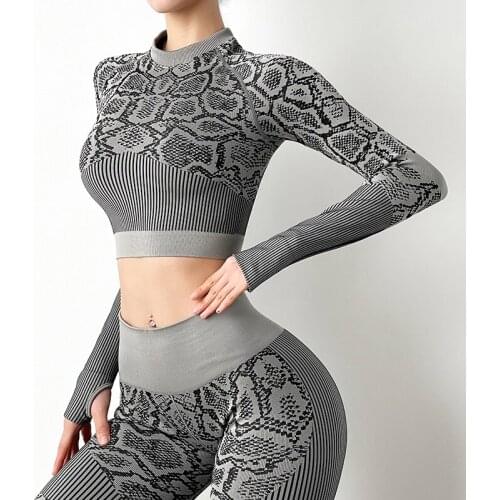 Seamless Yoga Sets Two Piece Workout Set Women Long Sleeve Yoga Clothing Sport Gym Suits Wear Running Workout Clothes For Women
