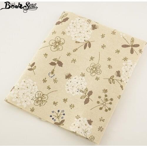 Booksew Home Textile Cotton Linen Fabric Flower Design Sewing Material Tablecloth Pillow Bag Curtain Cushion Zakka Tissu CM