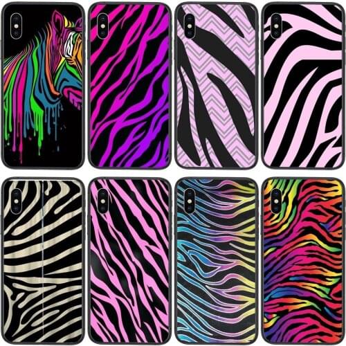 Black Cell Cover Art Design Colorful Neon Zebra Adorable For Huawei Nova 8 7 6 3 SE Mate 40 30 20 20X 10 Lite Plus Pro Y5 2018