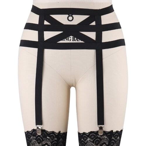 Black Goth Garter Belt Rave Body Harness Women Sexy Lingerie Leg Bondage Stocking Body Belt Punk Harness Cage Wedding Garter