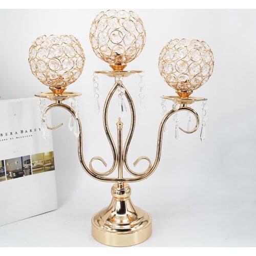 European style simple iron 3-Head candlestick wedding decoration electroplating candle cup candlelight dinner decoration