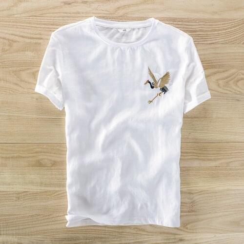 2018 New linen short-sleeved T-shirt men casual simple wild-style men t shirt brand summer clothing tshirt mens drop shipping