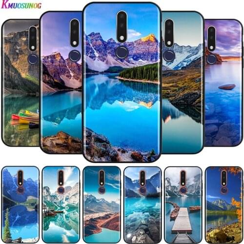 Mountains Lakes Scenery For OPPO Reno 4 3 ACE A9 A5 F5 F15 Realme C2 K5 K3 R17 Pro 4G 5G 2020 Black Phone Case