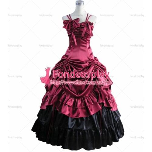 Gothic Lolita Punk Medieval Gown Red and Black Ball Long Dress Evening Dress Tailor-made[CK1445]