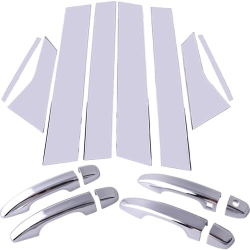 8pcs/Set Chrome Side Door Handle W/Smart Keyhole + Pillar Post Cover Trim Set Moulding Car Fit for Honda Accord 2018 2019 2020