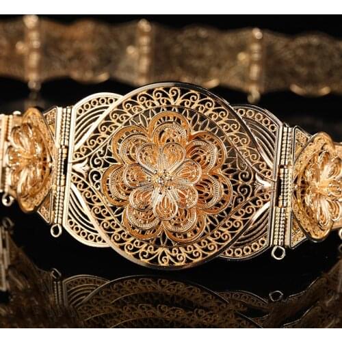 Perfect flower shape design belt chic female waist chain gold color abaya belly chain gold jewelry belt