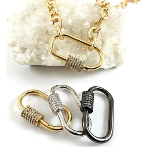 Carabiner Pave Lock Carabiner Pave Oval Lock Claw Oval Shape Screw Clasp Lock Carabiner Pendant