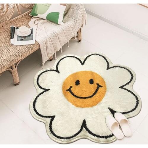 Cartoon Smiley Door Mat Anti-slip Floor Mats Nordic Bathroom Ares Rugs Flower Shape Carpet Washable Entrance Footpad Home Decor